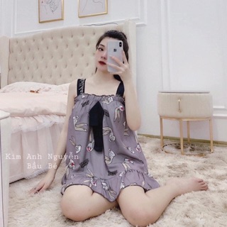 Bộ ngủ thỏ lụa hai dây siêu hot