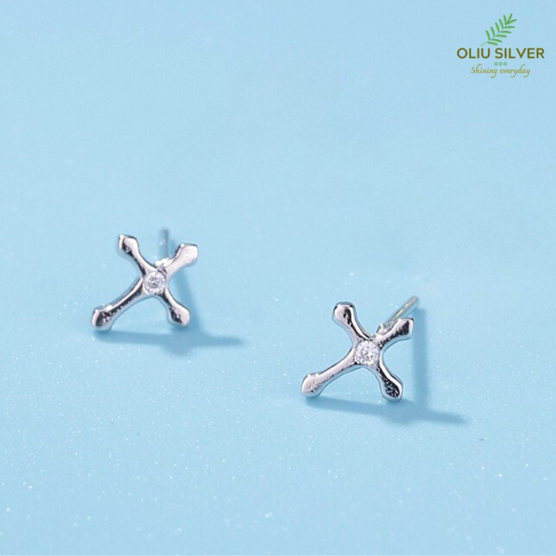 Bông Tai Bạc S925 Chữ Thập Thánh Giá Faith Trẻ Trung Cá Tính | Khuyên Tai Nữ Trang Sức Bạc Thời Trang