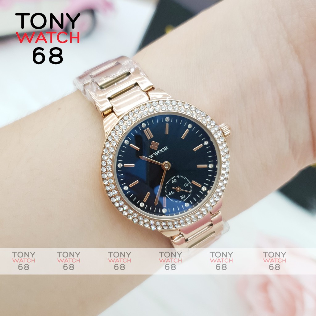 Đồng hồ nữ chính hãng Wwoor đeo tay dây kim loại chống nước tuyệt đối Tony Watch 68