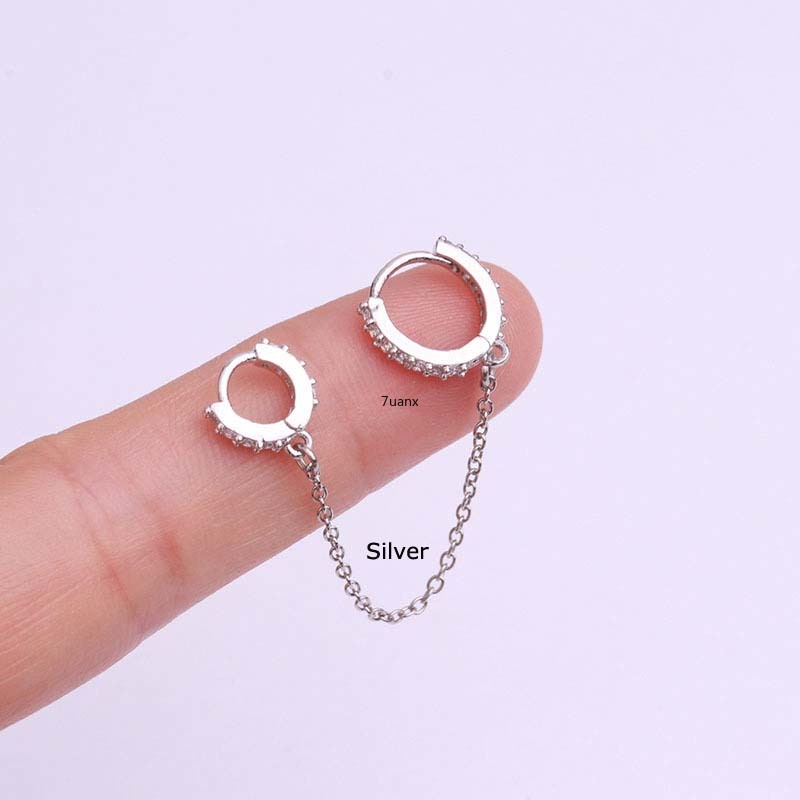 Bộ Khuyên Tai Tròn Mạ Vàng Bạc Đính Đá Zircon