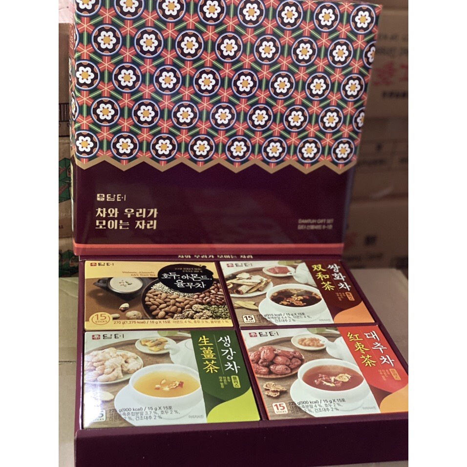 [ QUÀ BIẾU TẾT] Set Quà Tặng Trà Dinh Dưỡng Cổ Truyền Damtuh Hàn Quốc  Kèm Bột Ngũ Cốc Damtuh Hàn Quốc