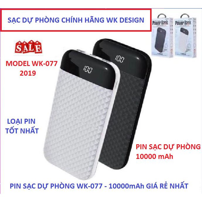 Pin Sạc Dự Phòng Chính Hãng WK Design Model WP-077 Dung Lượng 10000mAh