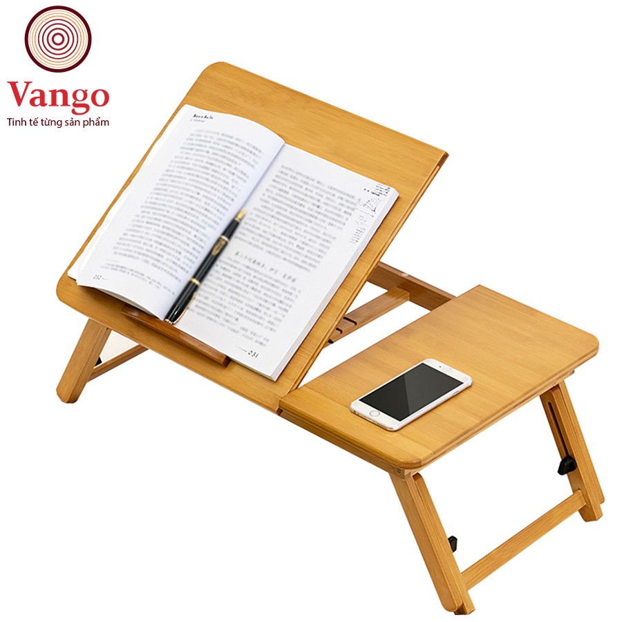 Bàn học, làm việc gấp gọn bằng gỗ tre tự nhiên Vango V1 có kệ để laptop & sách, thiết kế hiện đại, đa năng, sang trọng