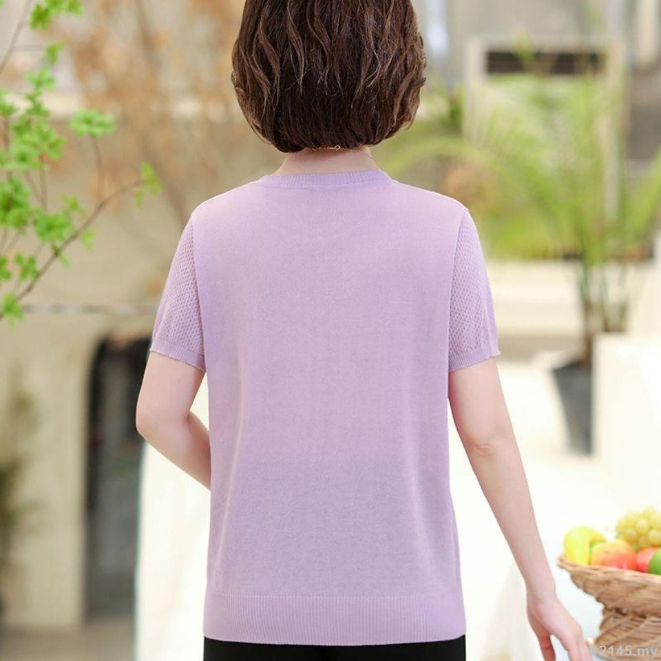 Áo Sweater Tay Ngắn Dáng Rộng Thời Trang Cao Cấp Dành Cho Nữ Trung Niên