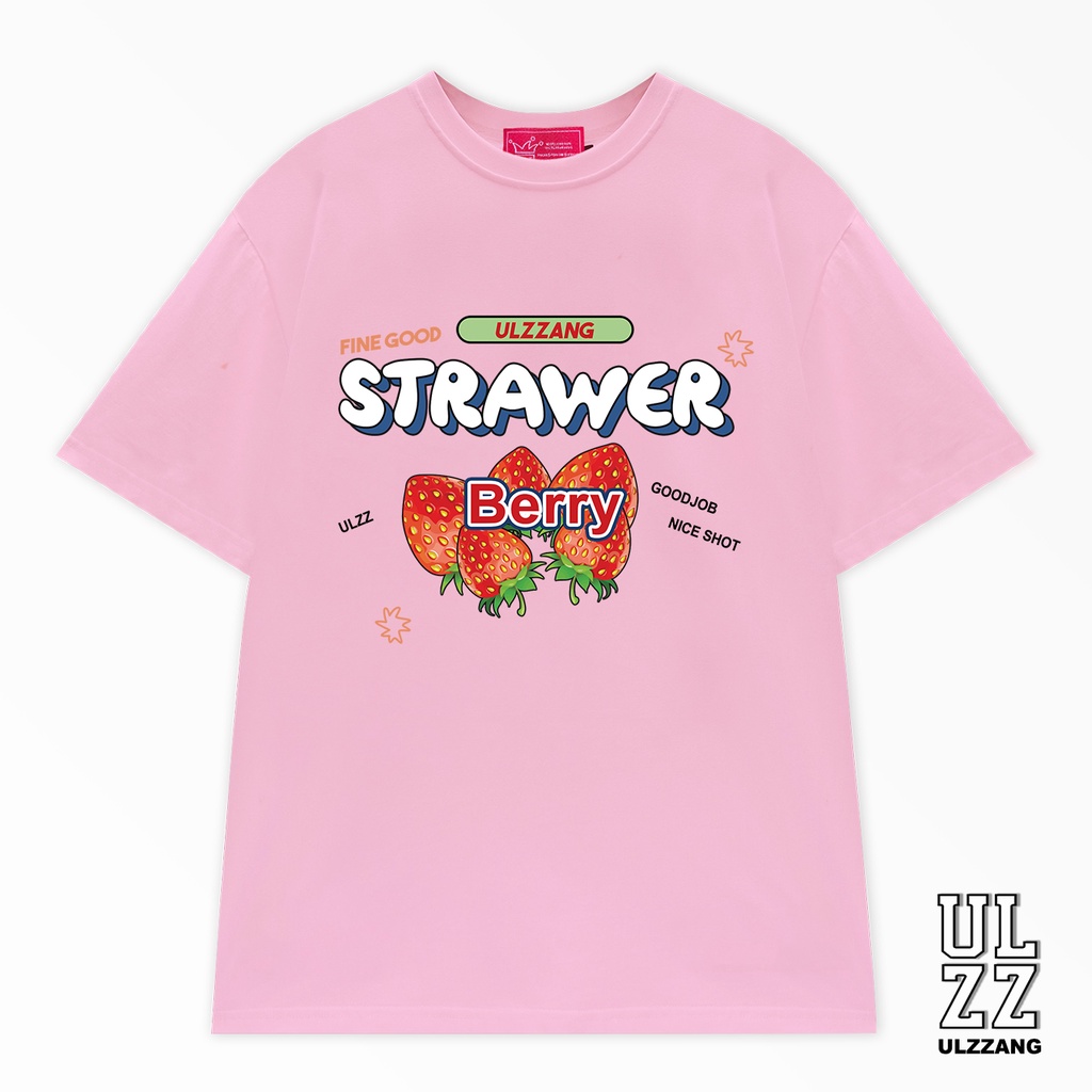 Áo thun nữ tay lỡ ULZZ ulzzang form dáng rộng strawberry cotton premium