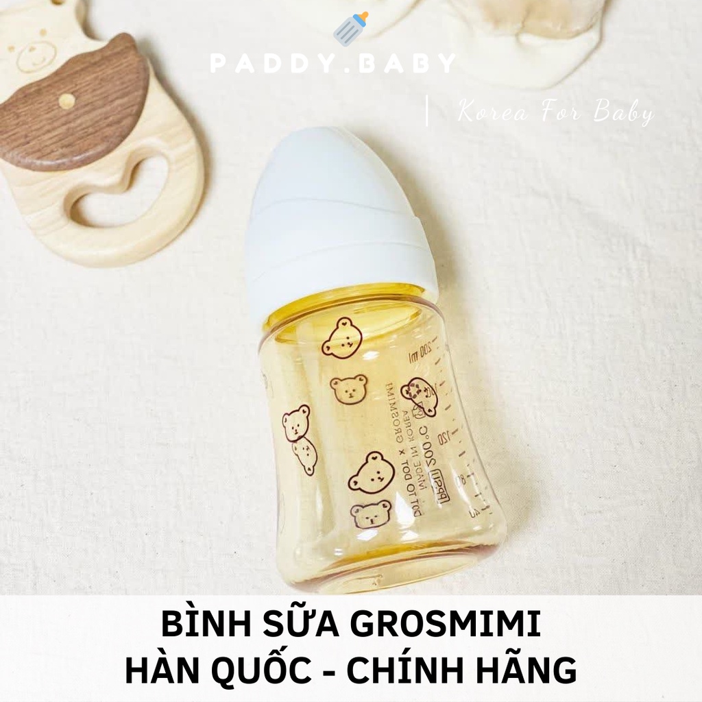 &lt;Chính hãng&gt; Bình sữa Grosmimi gâu Dotgom Hàn Quốc PPSU cho bé 200ml 300ml nội địa Hàn tách set &lt;Có sẵn&gt;