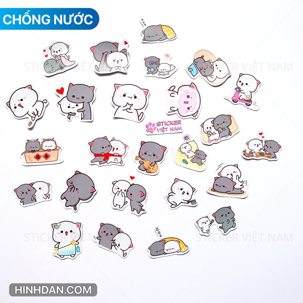 10 sticker Mochi siêu dễ thương ngộ nghĩnh - Chất liệu PVC chất lượng cao chống nước - Kích thước 4-6cm