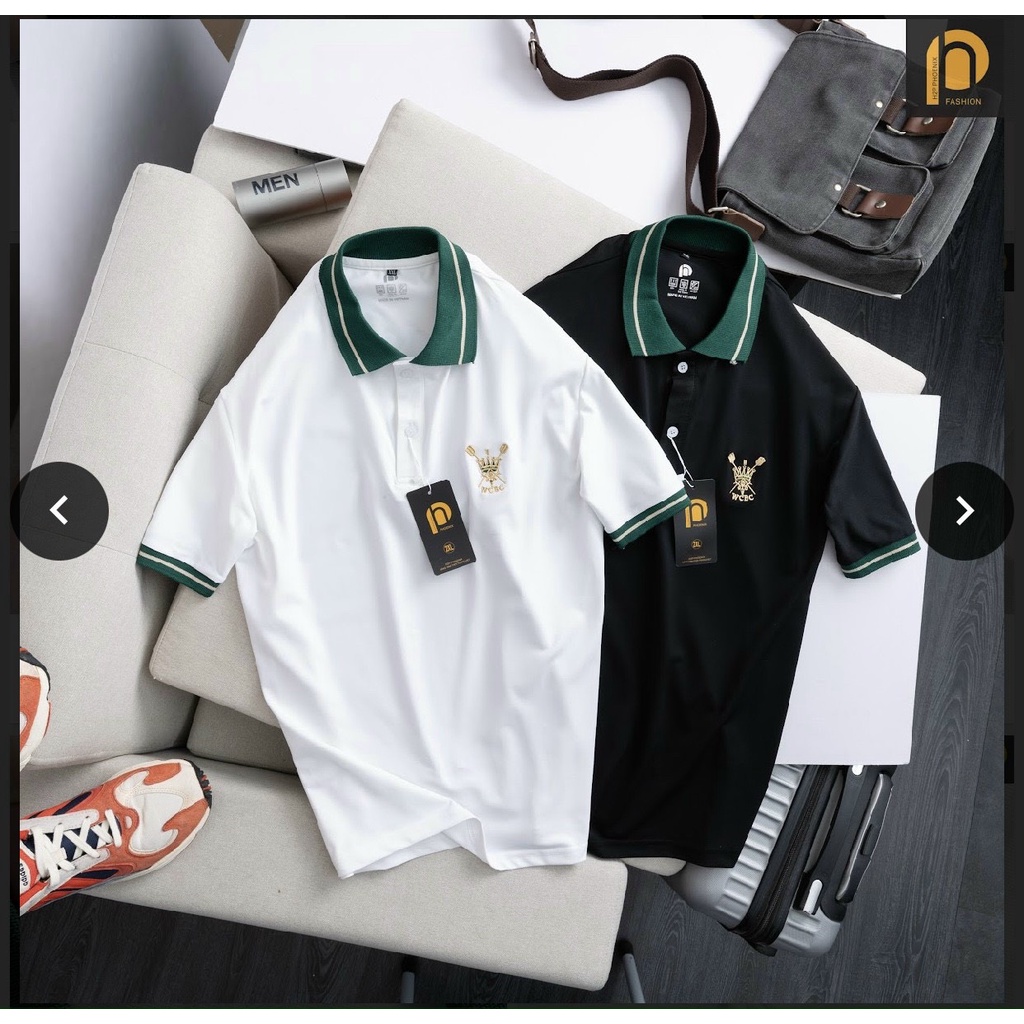 Áo Polo nam cổ bẻ màu xanh độc đáo vải cá sấu cotton mát mịn, thiết kế trẻ trung, năng động- namdaishop