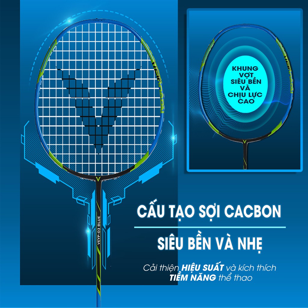 Vợt Cầu Lông Veidoorn Khung Carbon Cao Cấp, Siêu Nhẹ 85g Chính Hãng 3 Màu Tùy Chọn - AMBERVIETNAM