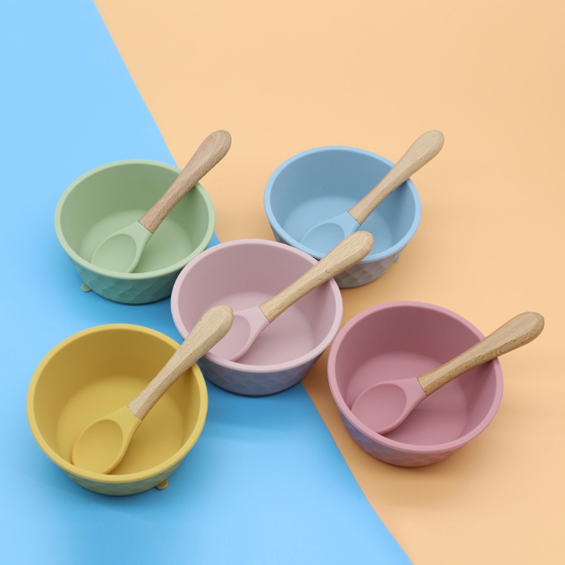 Bộ 3 dụng cụ ăn uống bằng silicone không chứa BPA có giác hút cho bé