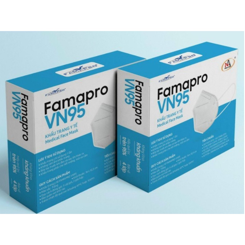 Khẩu trang y tế N95 Cao Cấp- 4 lớp kháng khuẩn Famapro (Nam Anh)- Hộp 10 cái