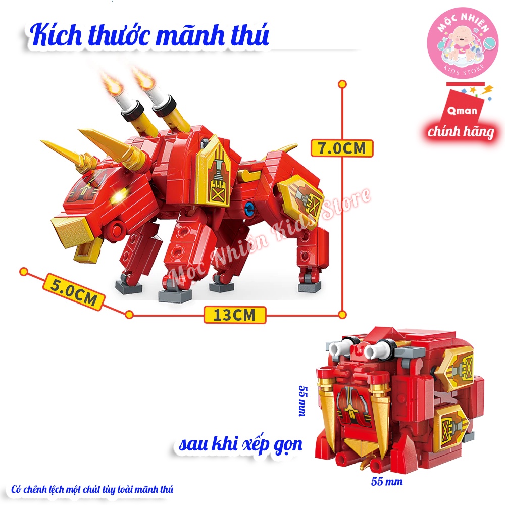 Đồ Chơi Lắp Ráp Xếp Hình QMAN MAGIC CUBE - Sư Tử Dũng Mãnh và Robot Động Vật Biến Hình 3 in 1