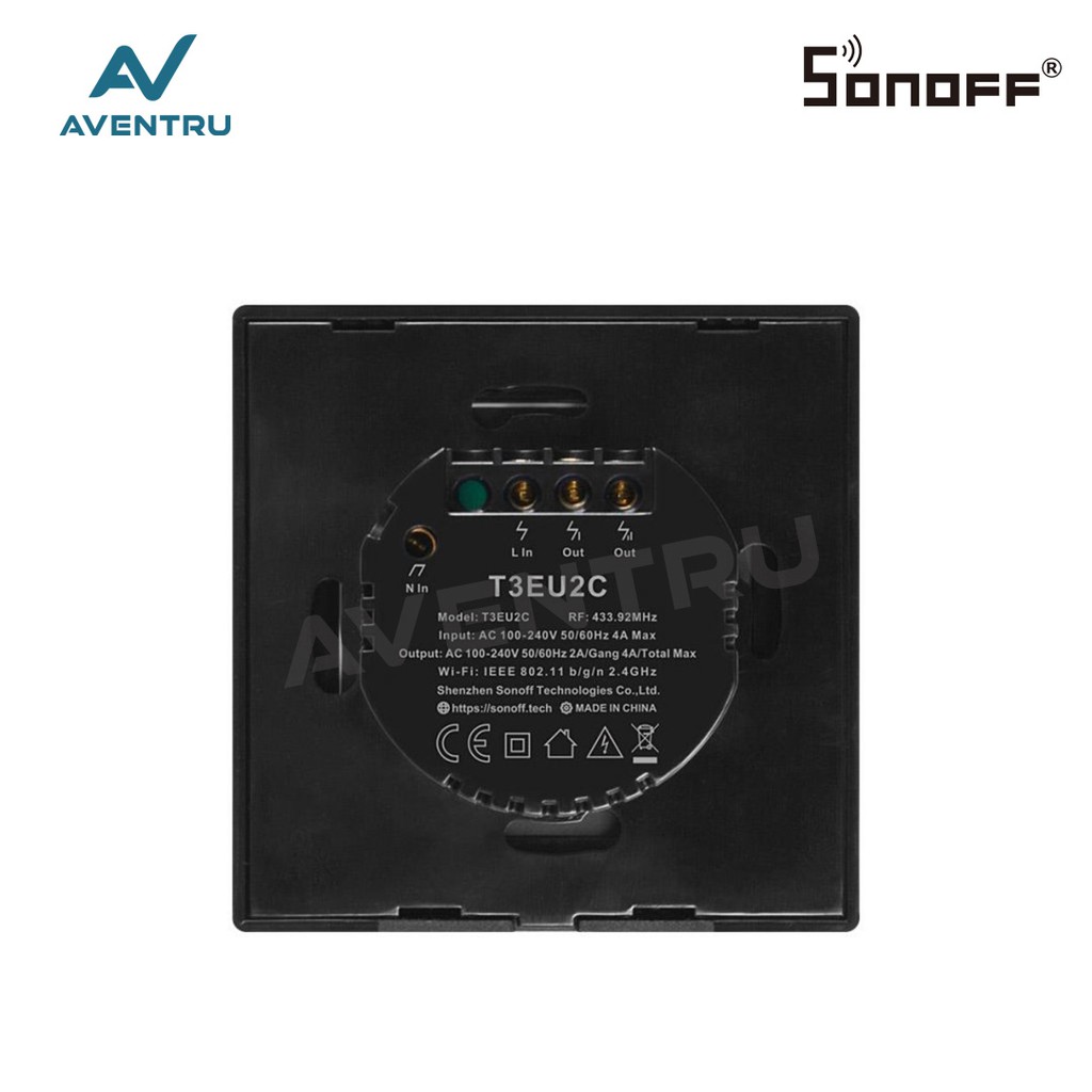 Công Tắc Cảm Ứng Thông Minh Sonoff Touch Tx T3 Eu 2gang Wifi & Rf 433mhz