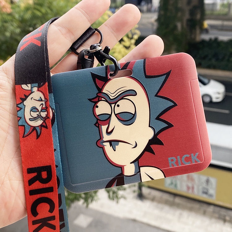 Vỏ Bảo Vệ Thẻ Đi Học / Xe Buýt Hình Rick Và Morty Vui Nhộn Kèm Dây Đeo Cổ Tiện Dụng