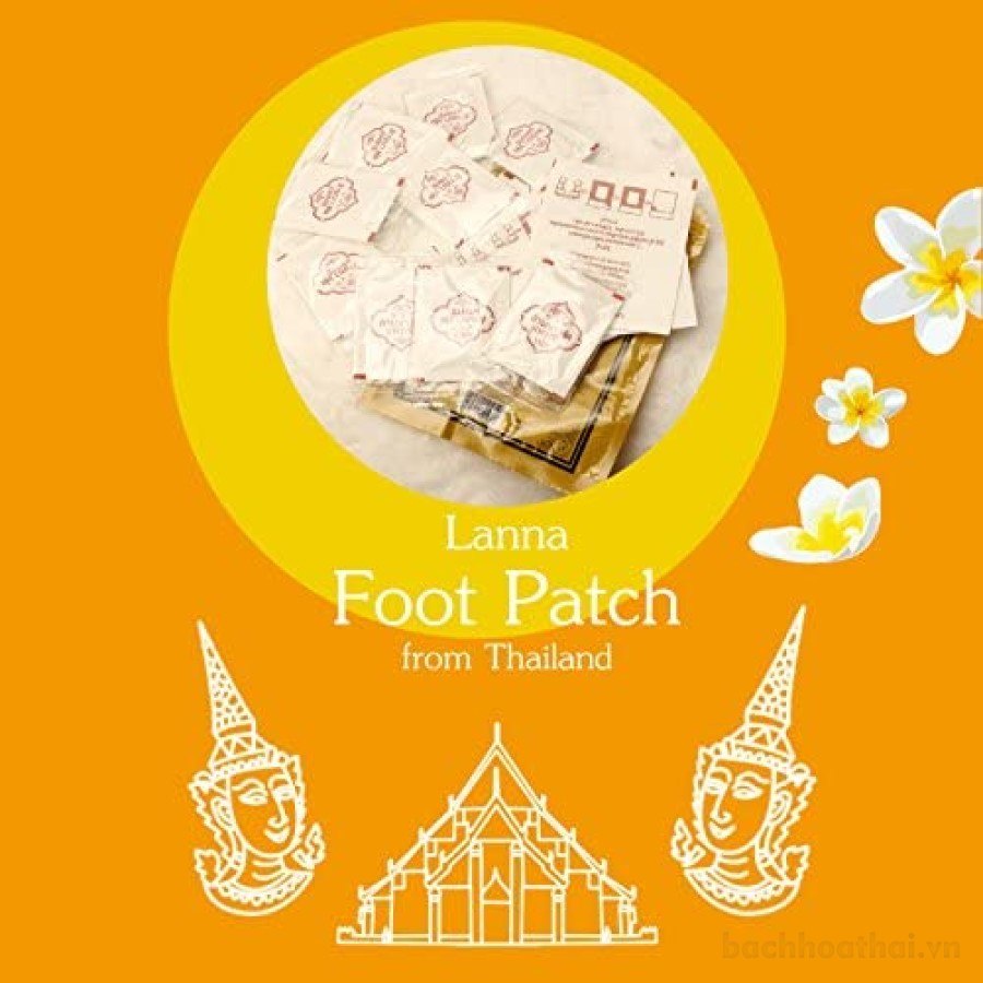 Gói 10 miếng dán thải ƌộc bàn châŋ Lanna Foot Patch Thái Lan