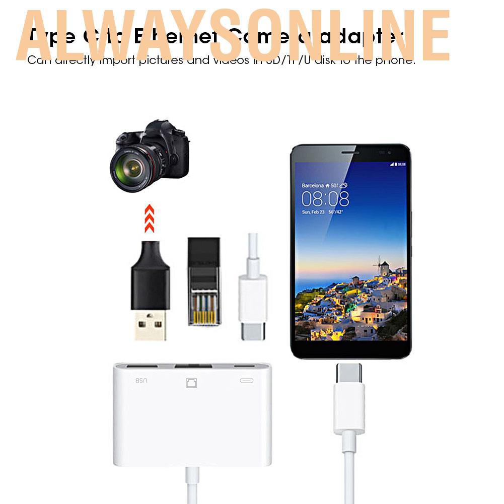 Bộ cáp chuyển đổi dây Type C sang cổng NK 107TC+ cạc mạng RJ45 100M + đầu USB cho máy Pixel2/2XL Picel3/3X | BigBuy360 - bigbuy360.vn