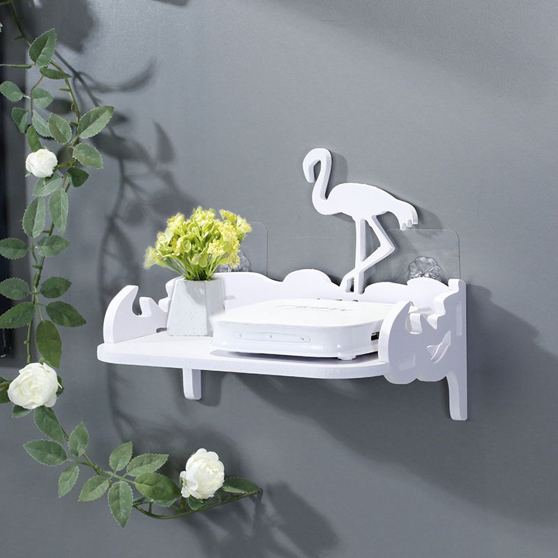 ✤◎Kệ treo tường không lỗ thủng phòng ngủ khách TV trang trí tắm bếp hoa đứng