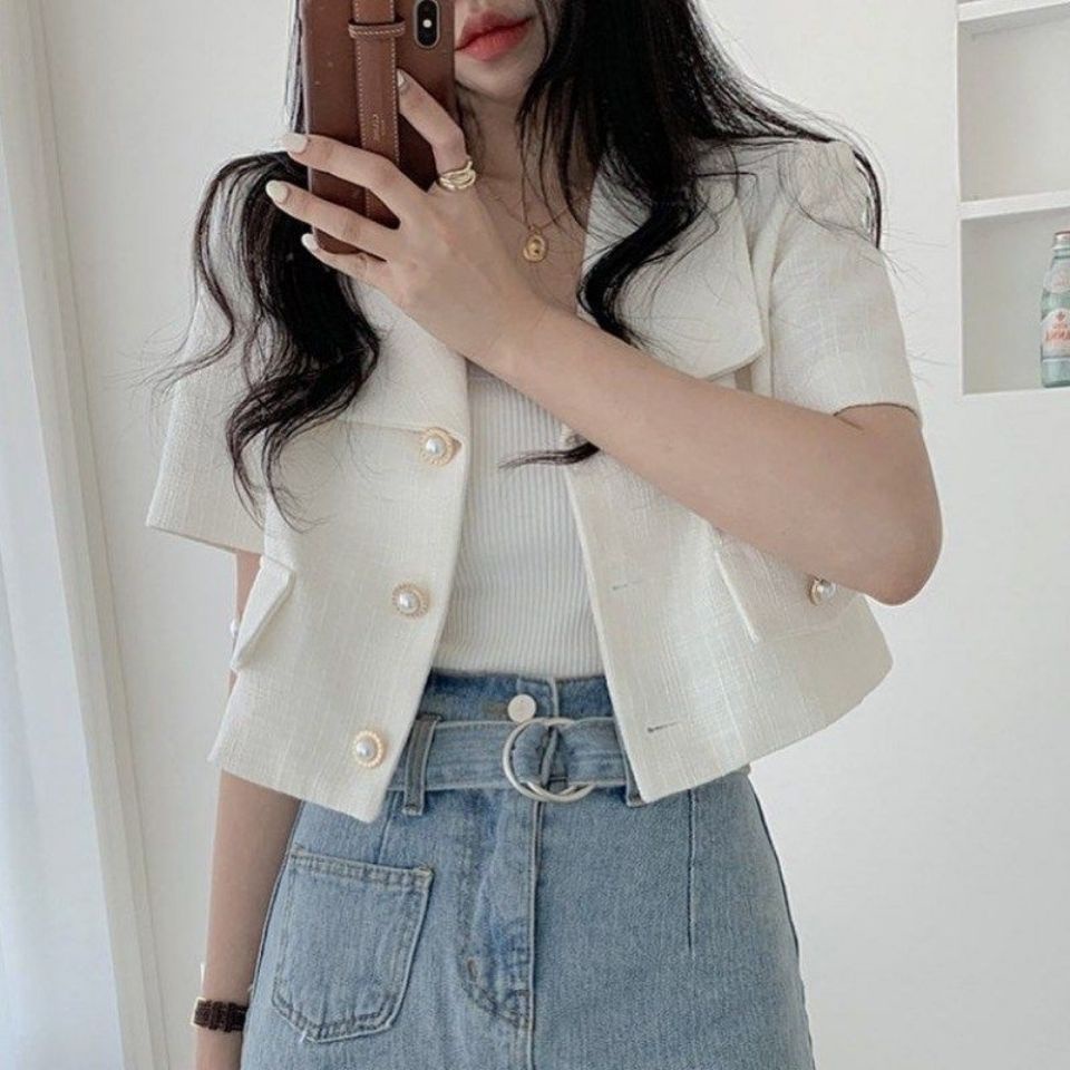 Áo Khoác Nữ Ngắn Tay Form Rộng Phong Cách Hàn Quốc Mới