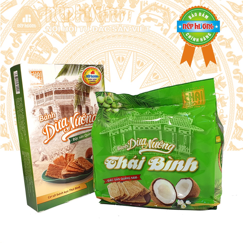 Bánh dừa nướng - Thái Bình - Gói 180g, hộp 230g - Đặc sản Quảng Nam, Đà Nẵng