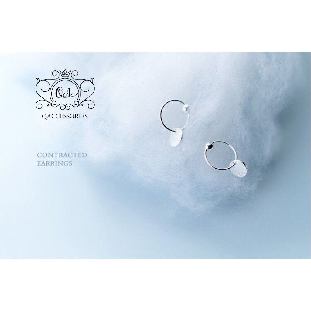 Khuyên tai tròn bi bạc bông tai hoop mặt đĩa dẹt S925 CIRCLE Silver Earrings QA SILVER EA190201