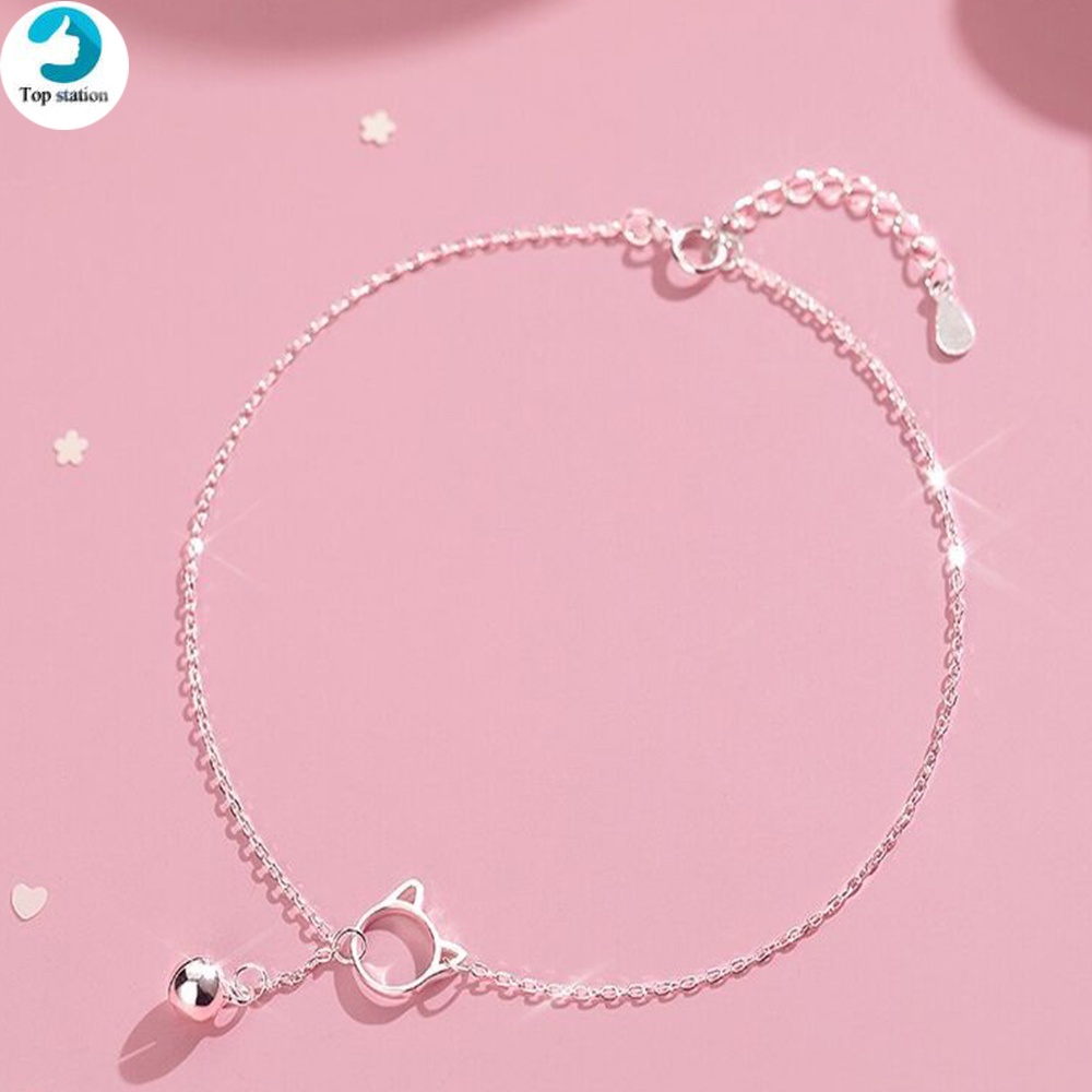 Vòng đeo tay hình chú mèo thiết kế đơn giản phong cách Hàn Quốc cho nữ