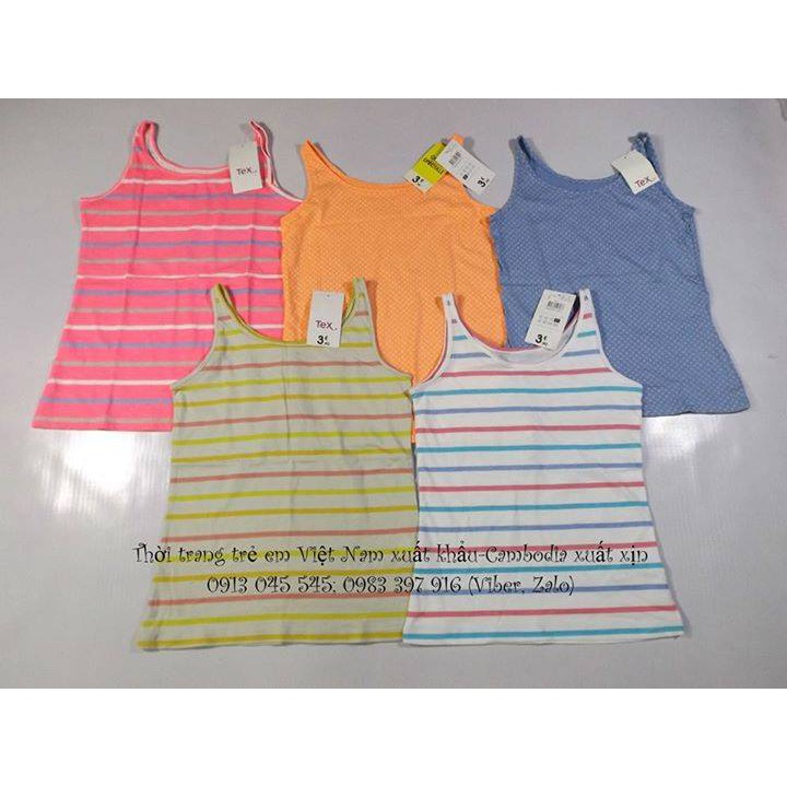 * Mã 11956: Áo ba lỗ #Tex bé gái, chất 100% cotton mềm mịn, thấm mồ hôi tốt. hàng Cambodia xuất