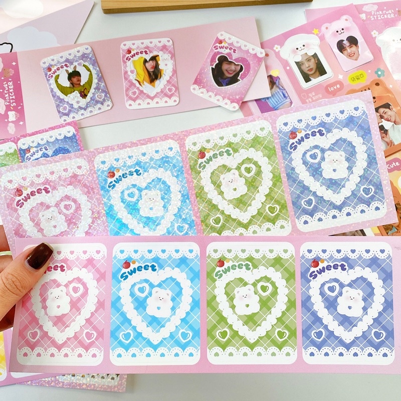 Set photo frame gấu siêu dễ thương_khung dán trang trí card