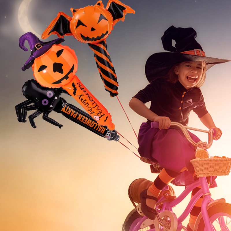 Bong Bóng Bơm Hơi Cầm Tay Trang Trí Halloween