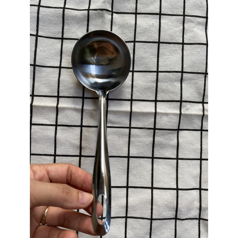 Môi Canh, Môi Chè Inox Cán Có Lỗ Treo Đầu Tròn KT: 21x7cm (Ảnh thật)