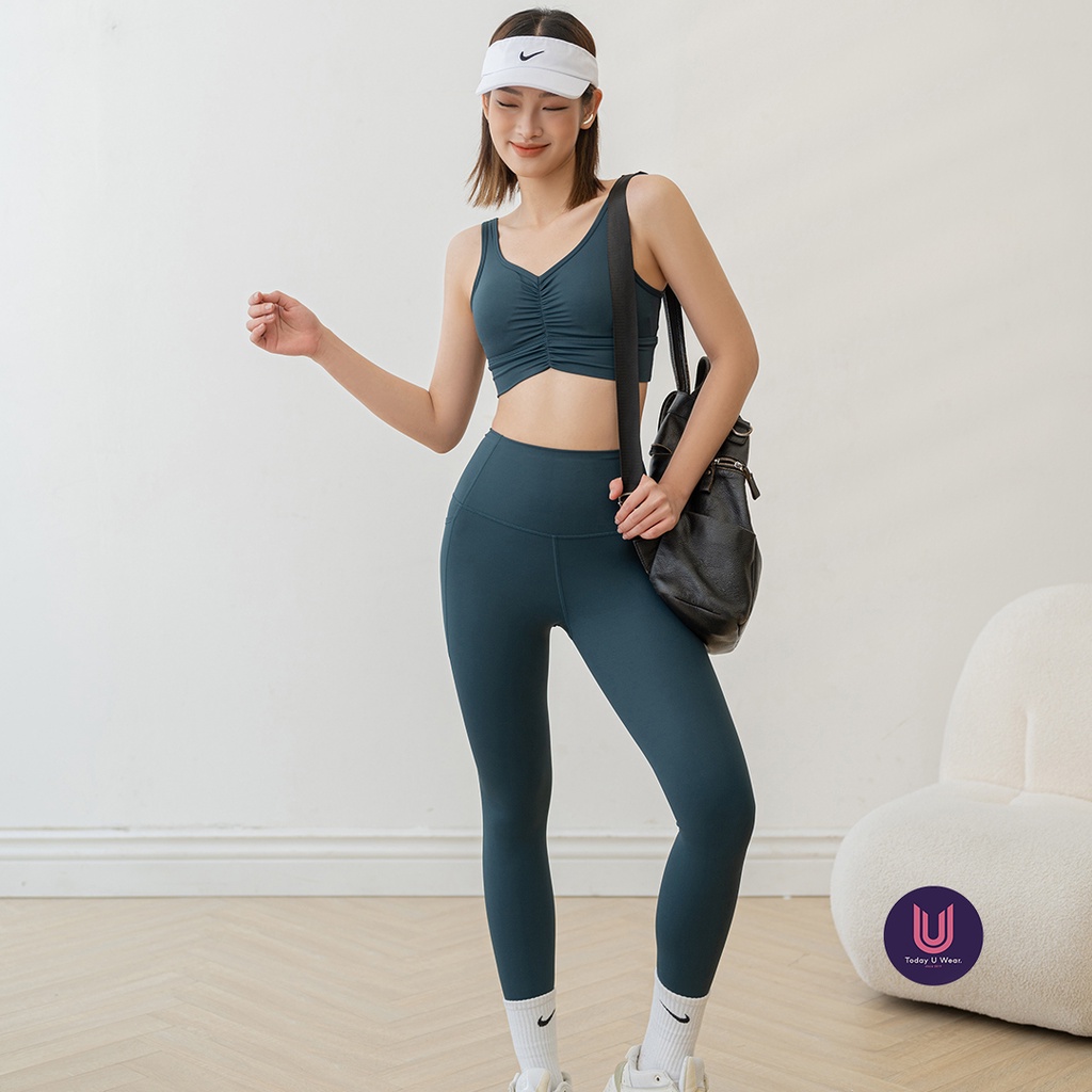 Quần tập leggings gym yoga thể thao nữ Lola lưng cao màu trơn có túi đựng Today U Wear