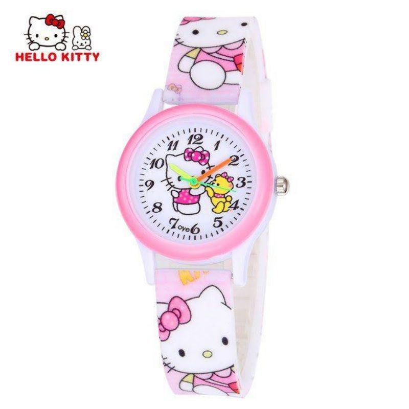 Đồng hồ Hello Kitty cho bé gái dây silicon an toàn DHB112