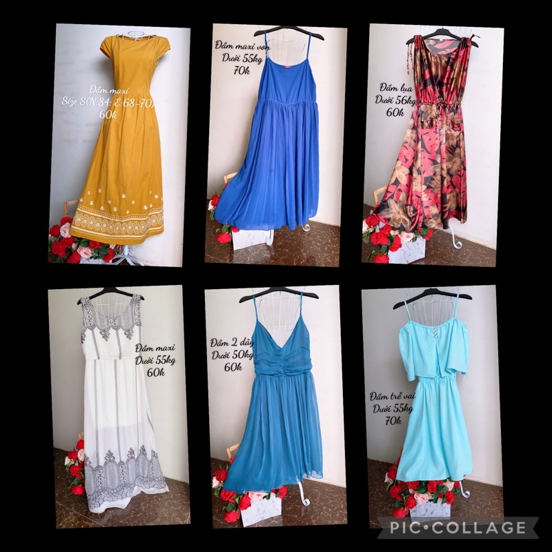 Đầm 2 dây, maxi kiểu