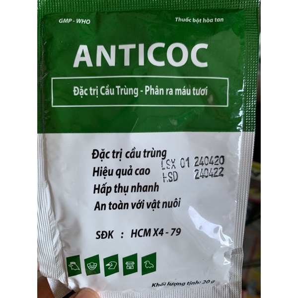 5 gói Anticoc 20g - Cầu trùng thỏ, gia cầm, gia súc