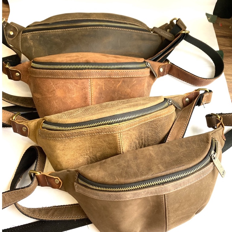 Túi đeo chéo ngực, Túi Sling bag nam nữ Sling bag da bò sáp thật 100% may thủ công Handmade BH 2 năm