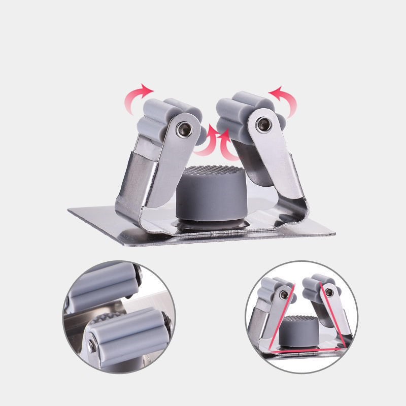 Móc treo chổi, cây lau nhà Inox - Móc treo vòi sen, cọ chà toilet không cần khoan tường