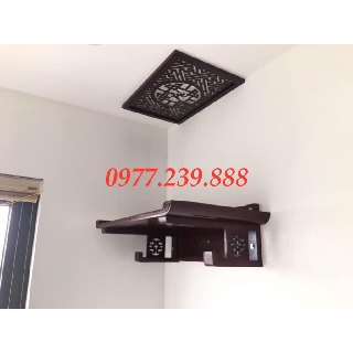 bộ bàn thờ gỗ sồi 107cm kèm chắn khói