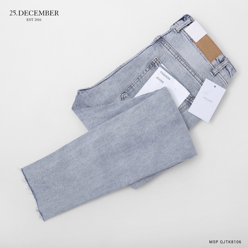 Quần Jean nam màu xanh trơn, cắt gấu - Thương hiệu 25.December mã QJTK8106 | BigBuy360 - bigbuy360.vn