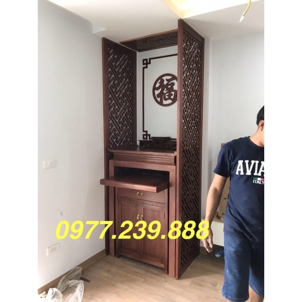 Bộ bàn thờ đứng gỗ sồi 127cm tại xưởng