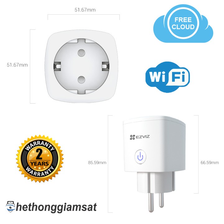 Ổ Cắm Điện Thông Minh EZVIZ CS-T30-10B-EU (Theo dõi điện tiêu thụ, kết nối wifi) 2300W - Chính hãng Ezviz, Bảo hành 24th