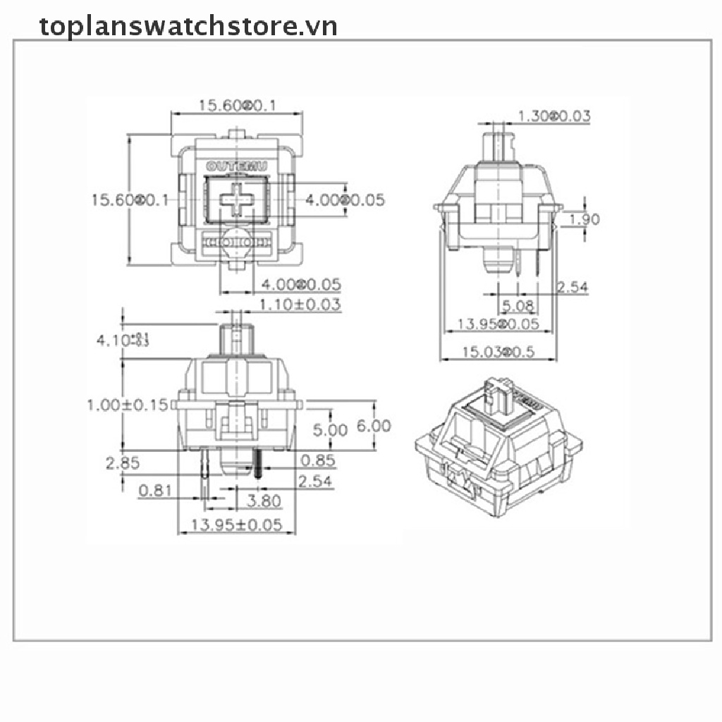Set 10 Công Tắc Bàn Phím Cơ Màu Đen / Xanh Dương / Nâu / Đỏ