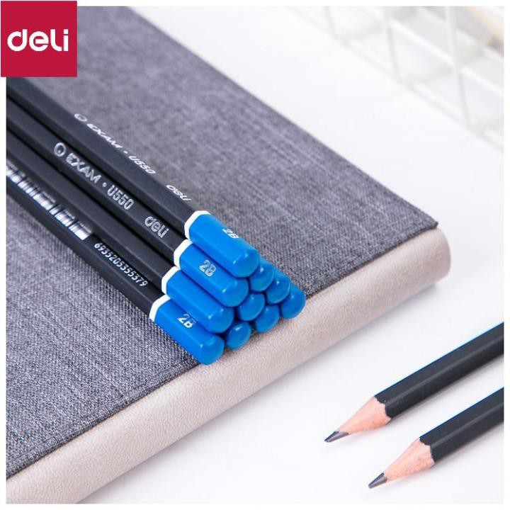 Bút chì Deli Exam 2B - Cực nhạy với máy chấm thi tự động - Combo 6 chiếc / 12 chiếc - EU55090 [Deli]