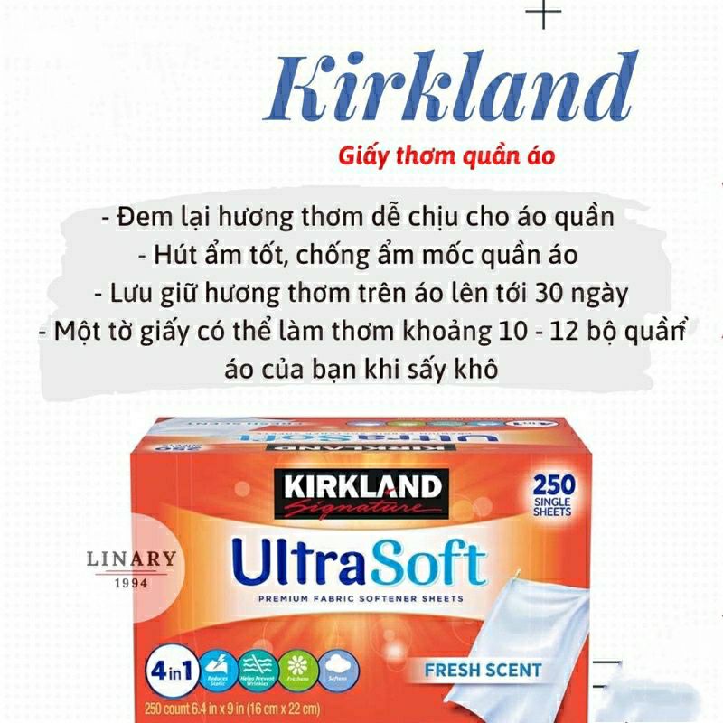 Giấy thơm làm phẳng quần áo Kirkland Ultra Soft