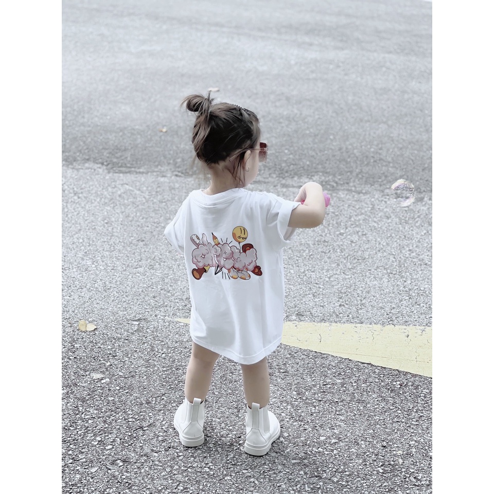 Áo thun tay lỡ, cổ tròn cho bé và gia đình họa tiết D.r.e.w vải cotton mềm mịn, thoáng mát – Sammy_VN