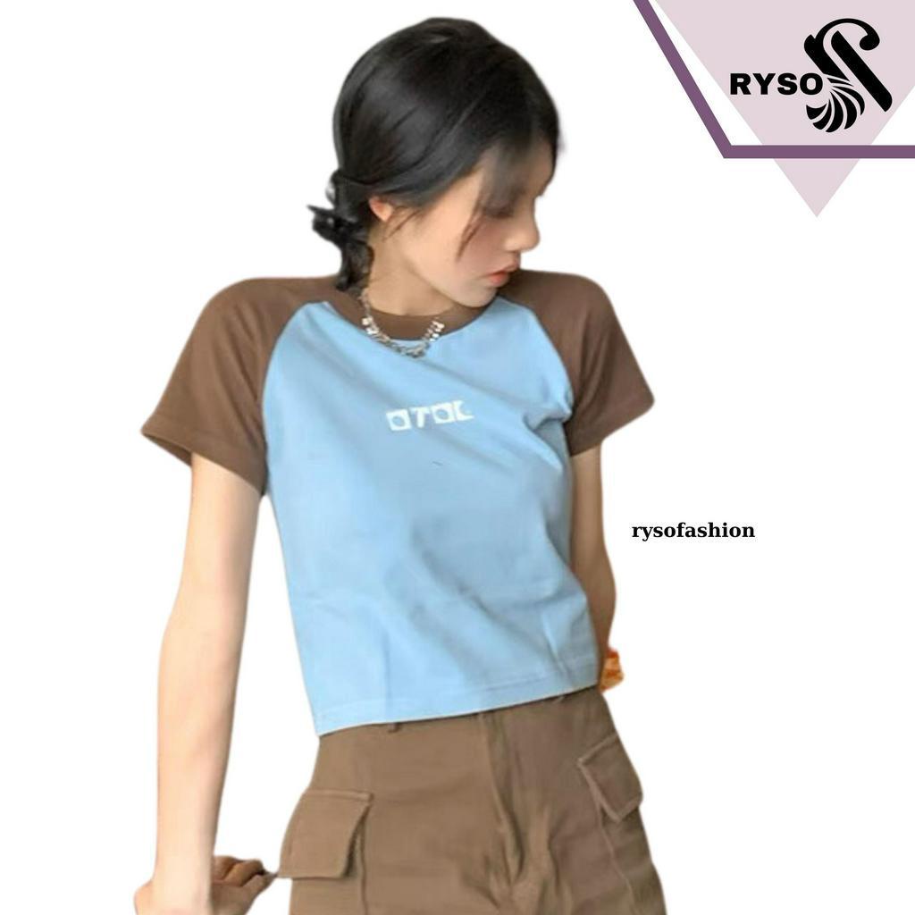 Áo Baby Tee Chất Cotton Co Giãn ,Áo Thun Form Fit Phối Tay RYSO FASHION