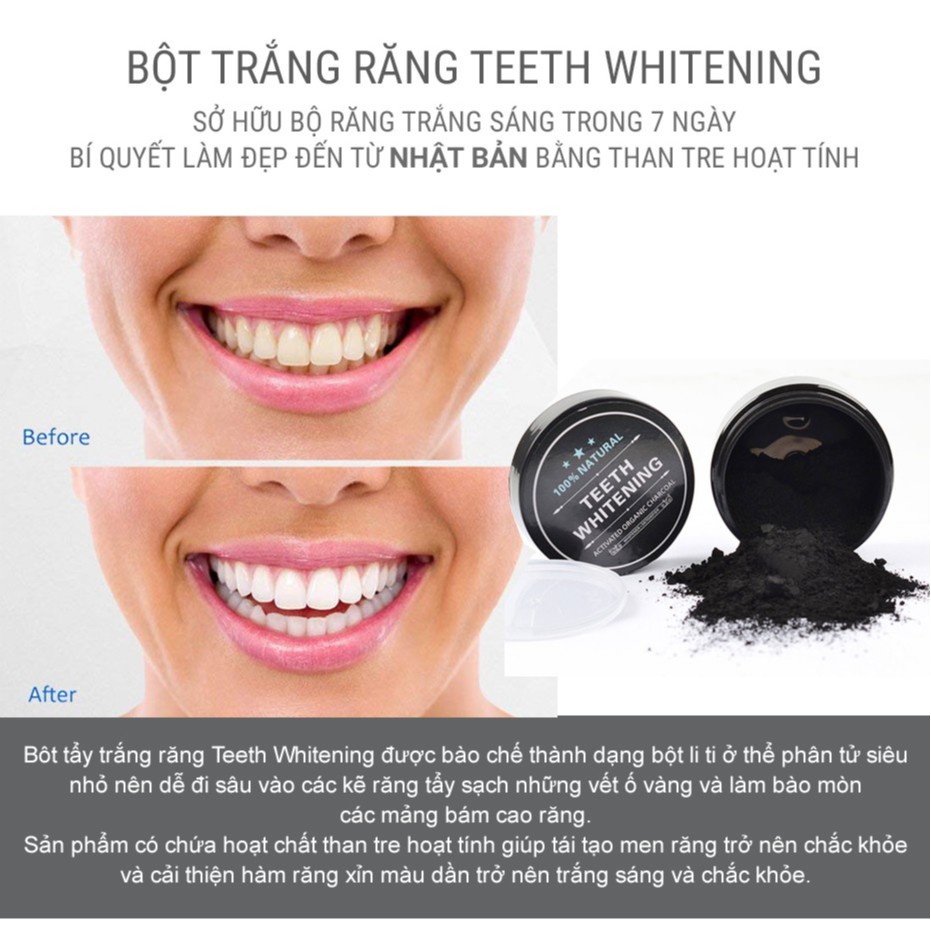 BỘT TRẮNG RĂNG THAN TRE HOẠT TÍNH 100% NATURAL, bột than tre { TEETH WHITENING } - TMZ SHOP - Thymozin 405