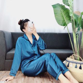 Bộ ngủ lụa cộc 12 màu viền nơ , hàng đẹp