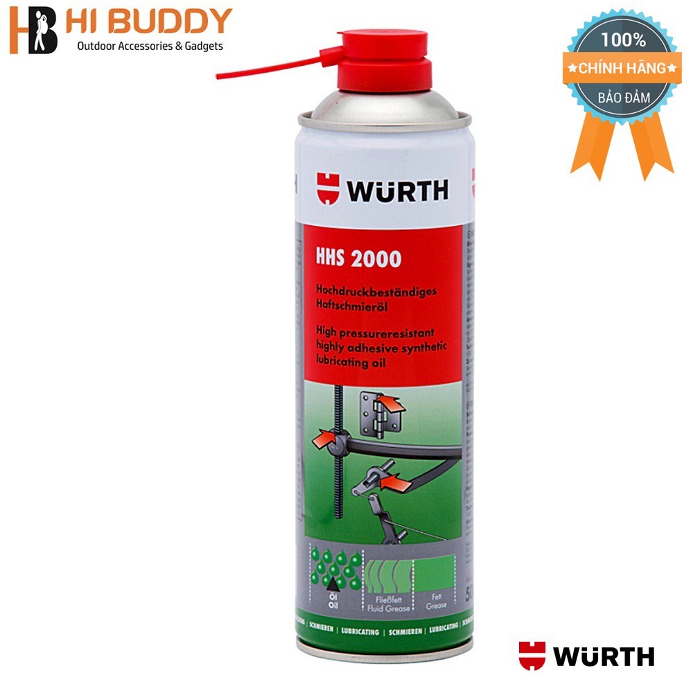 Mỡ Bò Nước Bôi Trơn Chịu Nhiệt Wurth HHS 2000 (500ml) 0893106