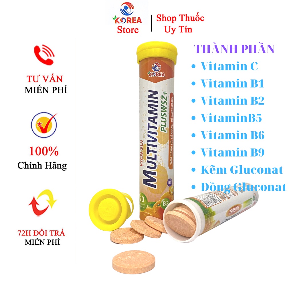Viên sủi bổ sung vitamin Multivitamin ❤️FREESHIP❤️ tăng sức đề kháng Tuýp 20 viên