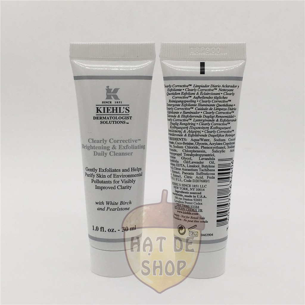 Kiehl's / Kiehls Gel Rửa Măt Trắng Da New Clearly Corrective Brightening & Exfoliating 30ml-Hàng Chính Hãng