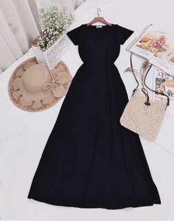 ĐẦM MAXI THUN CỔ U XẺ TÀ